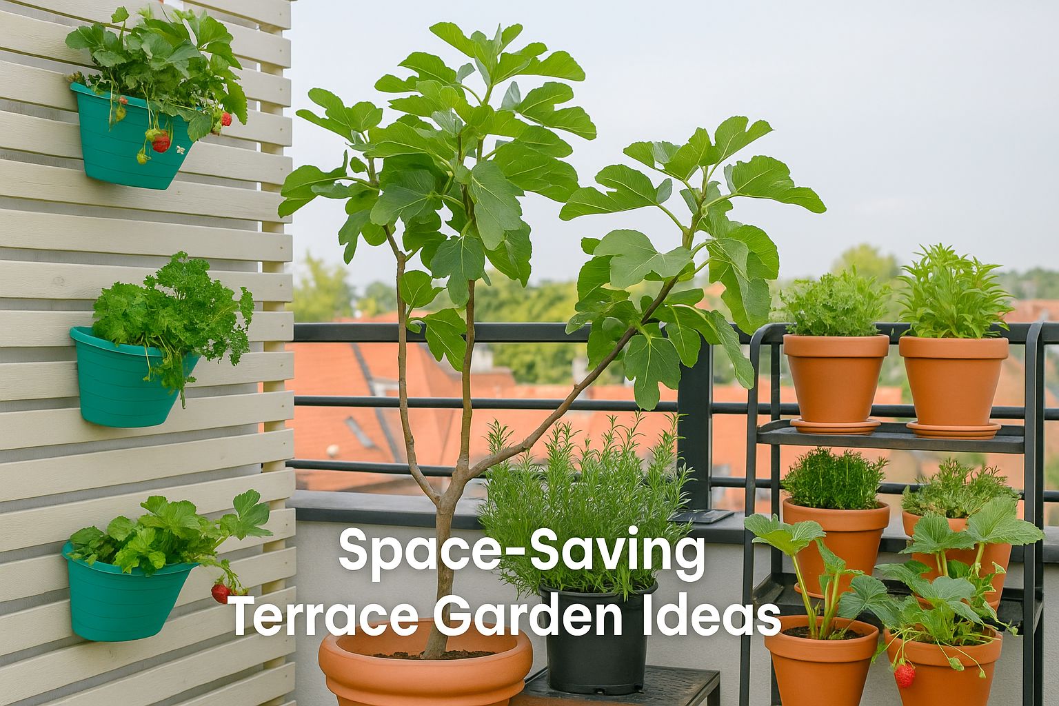 space-saving terrace garden ideas with vertical planters, potted herbs, and vegetables on a compact urban balcony – Urban Plant